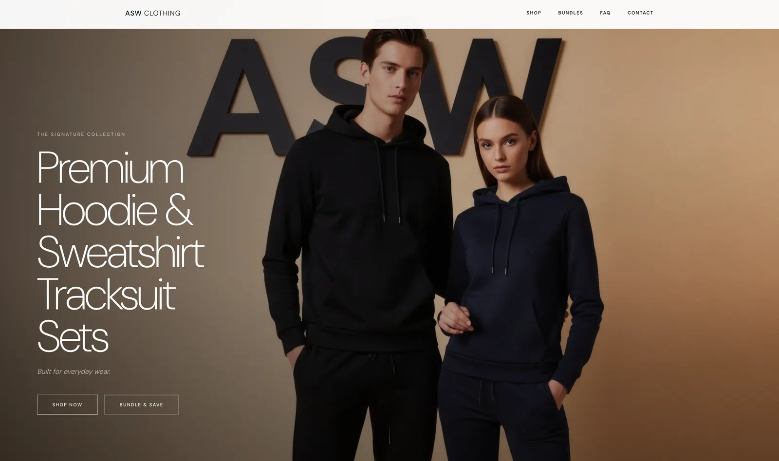 ASW Clothing website, screenshot 1