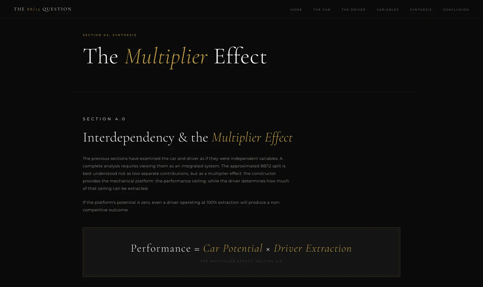 F1 EPQ website, screenshot 2