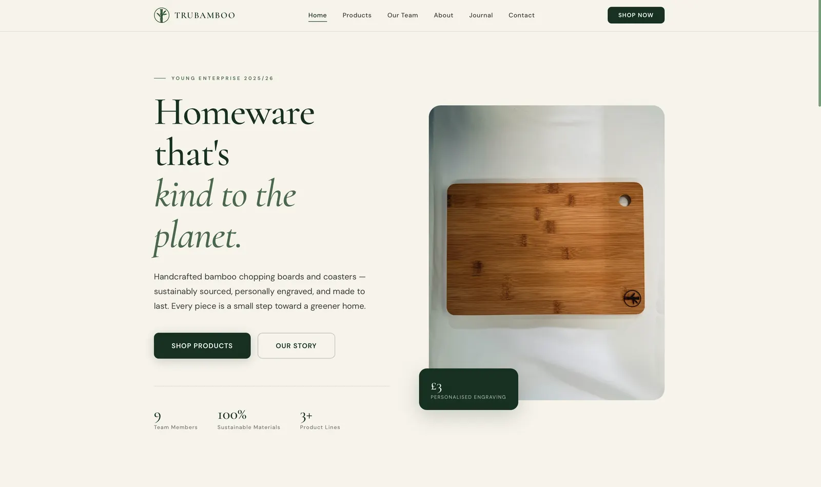 TruBamboo website, screenshot 1