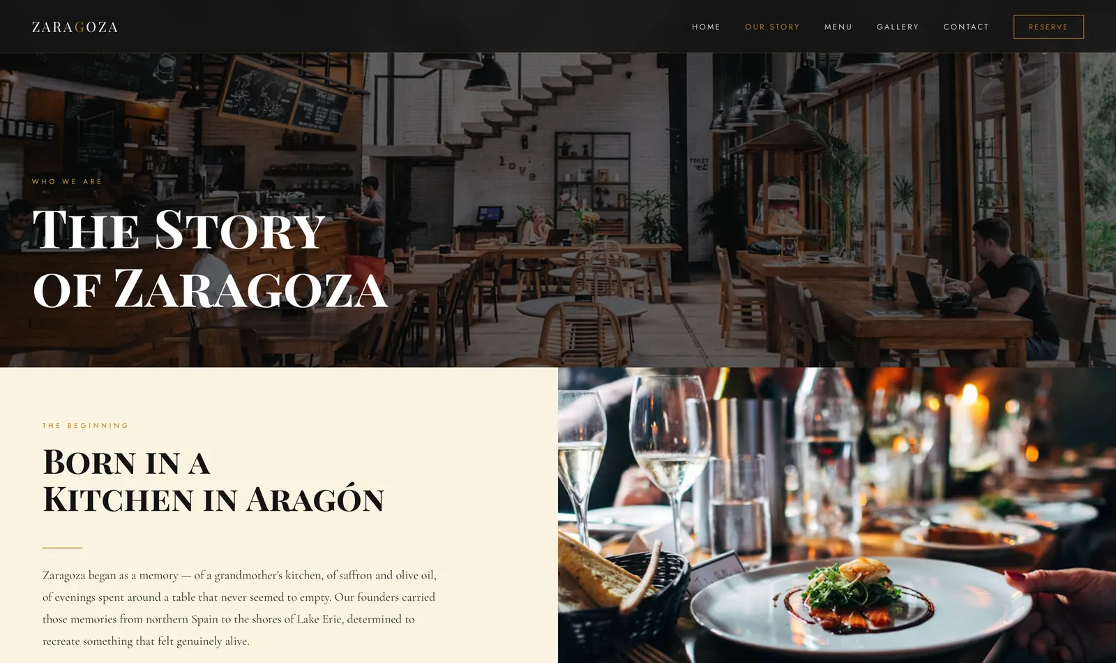 Zaragoza Food website, screenshot 2